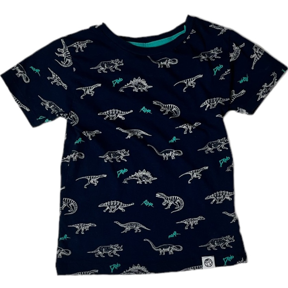 FREE PLANET Navy Blue Dino Print Boys Short Sleeve Top Size M(5)